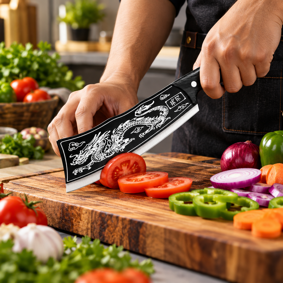 Japanese Dragon Chopping Knife Stainless Steel