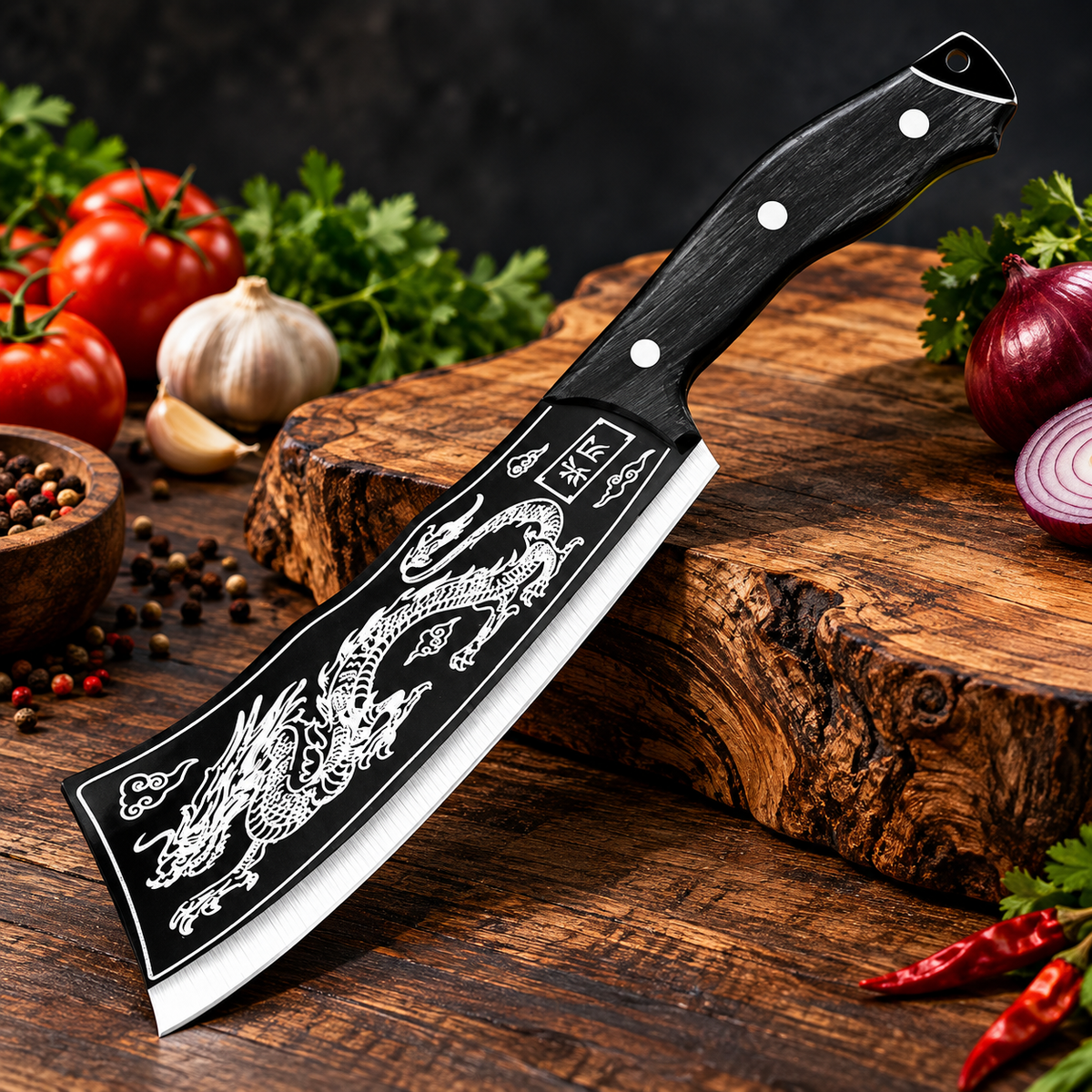 Japanese Dragon Chopping Knife Stainless Steel